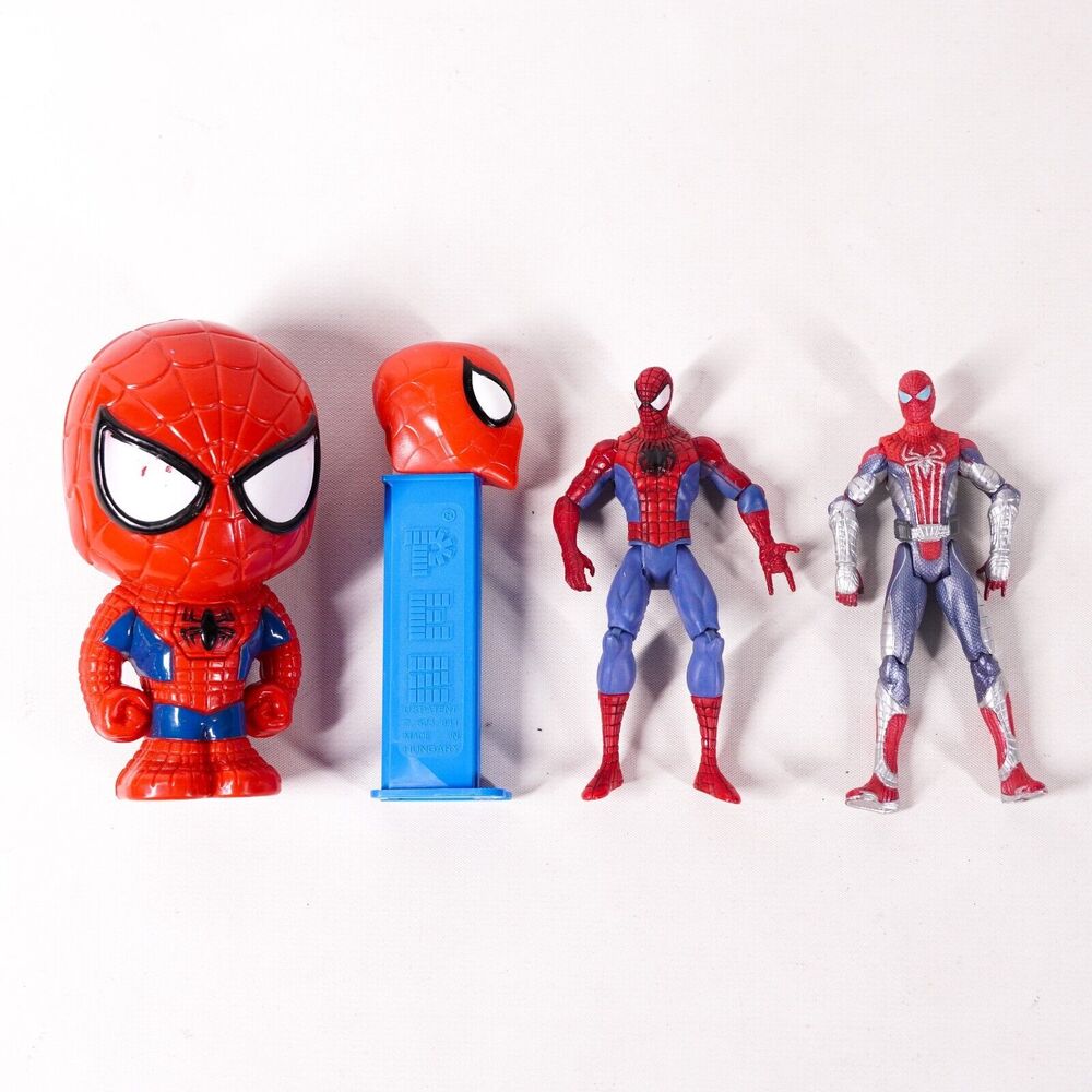 4" Spiderman Pez Dispenser Super Hero Random Mixed Mini Action Figure Toy Lot x4